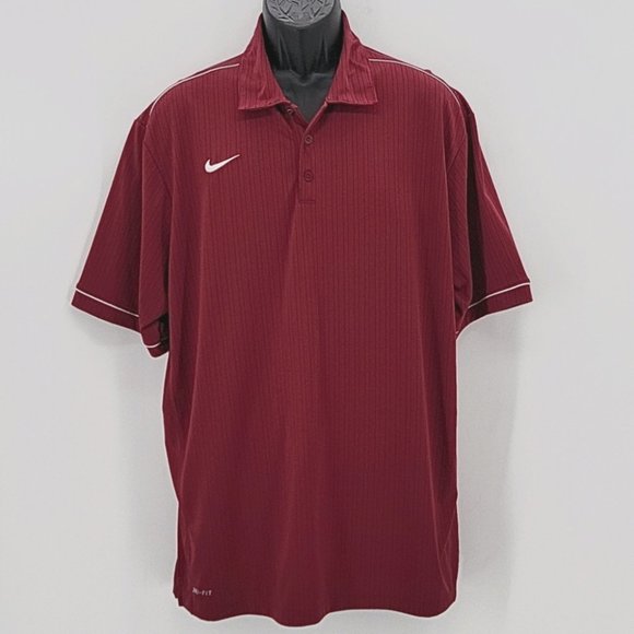 Nike Other - Nike Dri Fit Ribbed SS Burgundy Polo Size XL